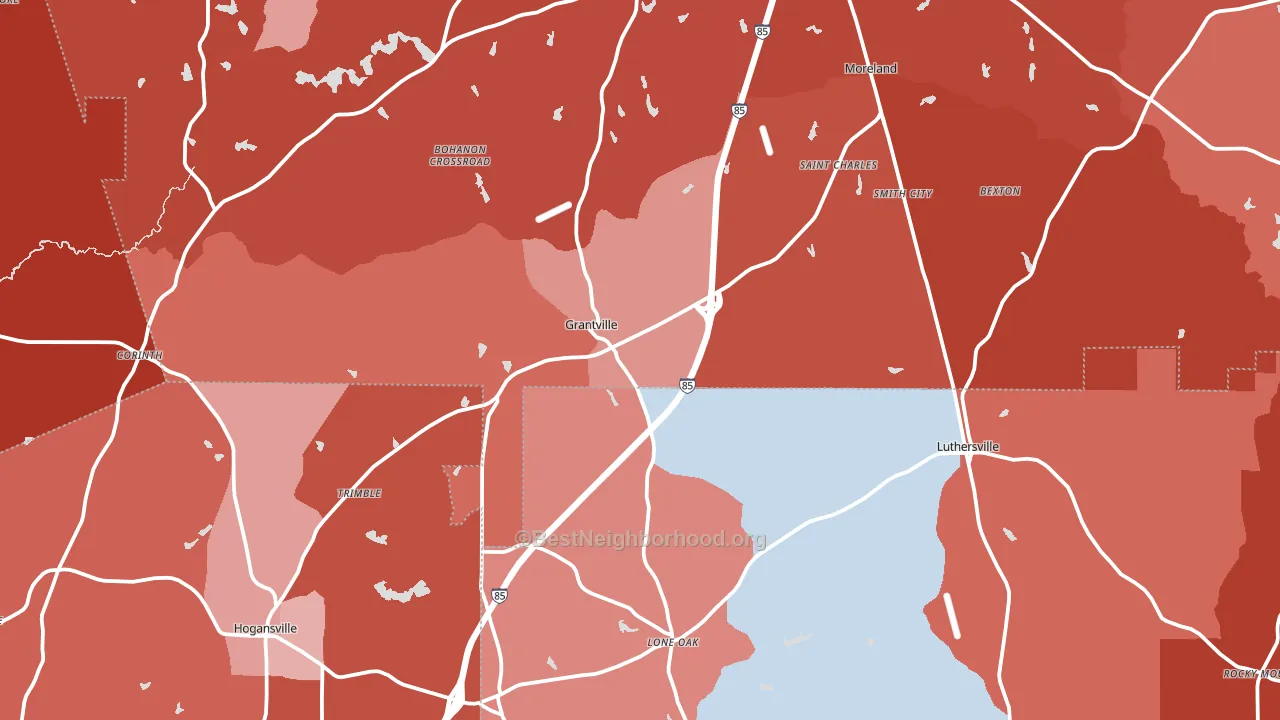 Grantville, GA block-group political-lean map