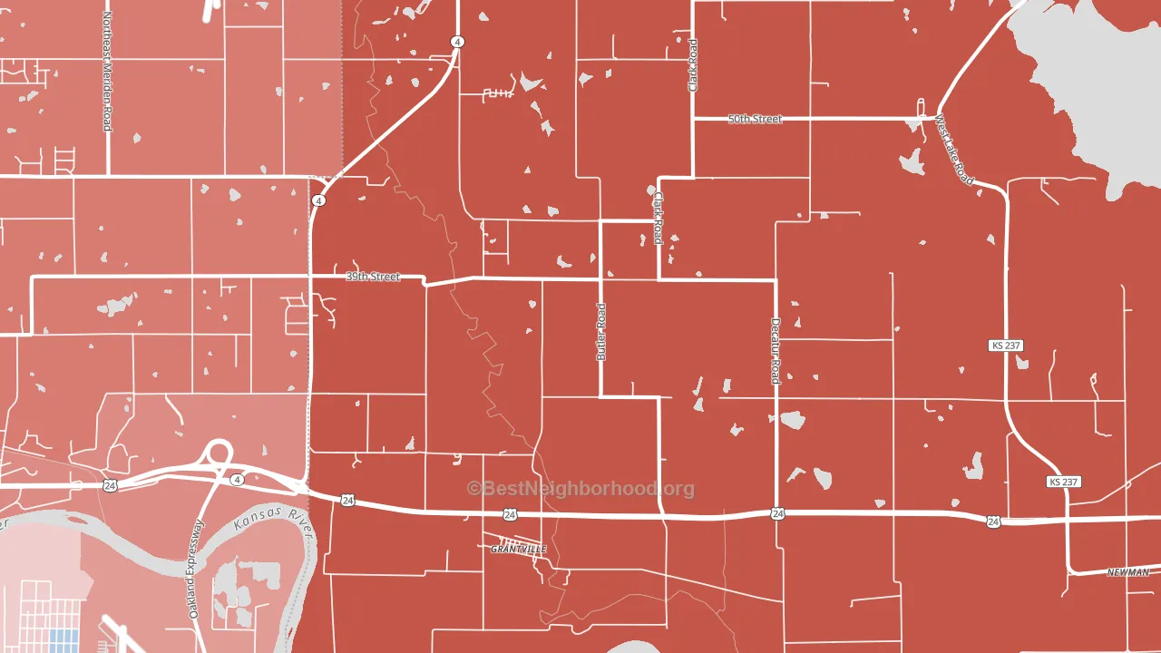 Grantville, KS block-group political-lean map