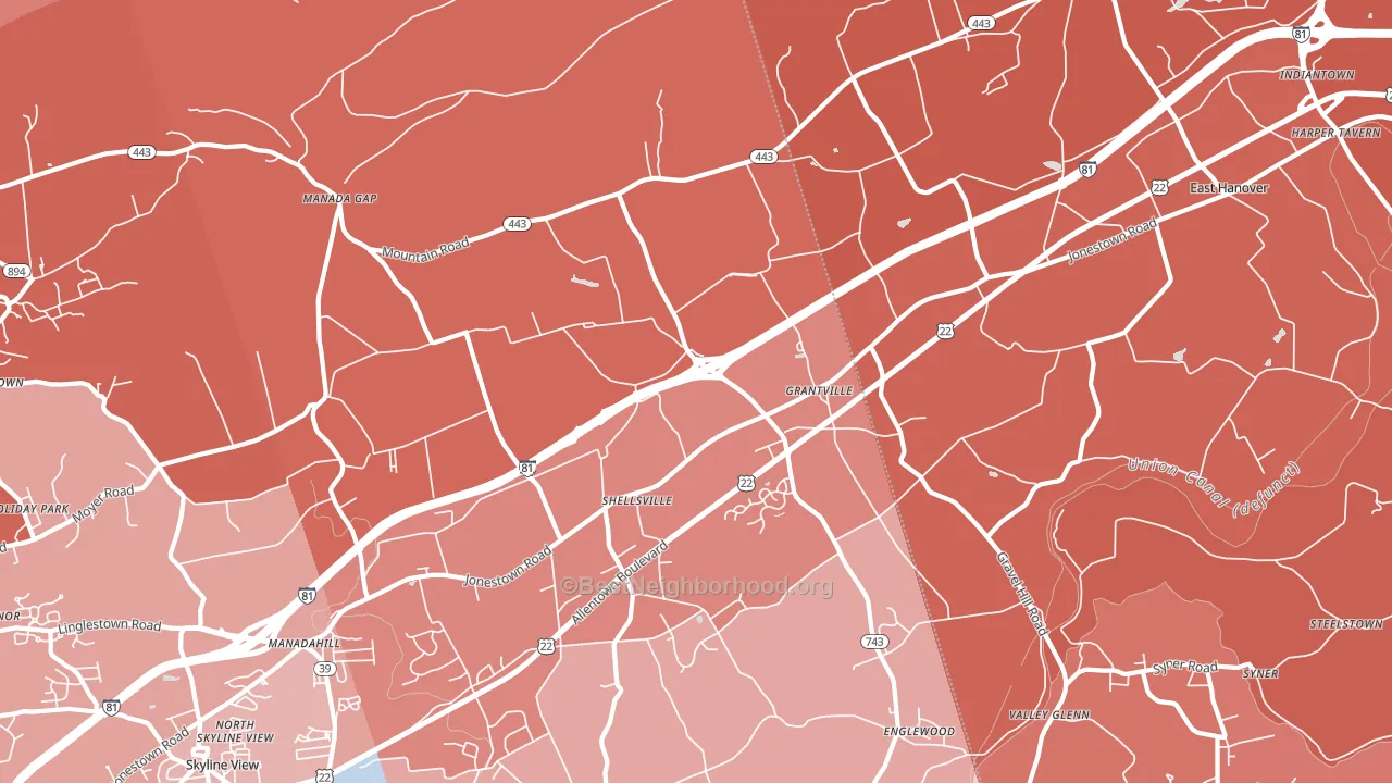 Grantville, PA block-group political-lean map
