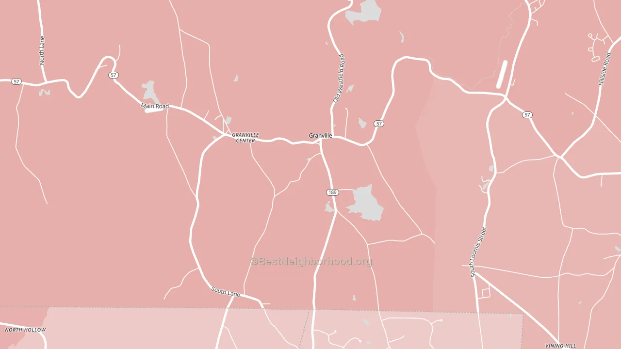 Granville Center, MA block-group political-lean map