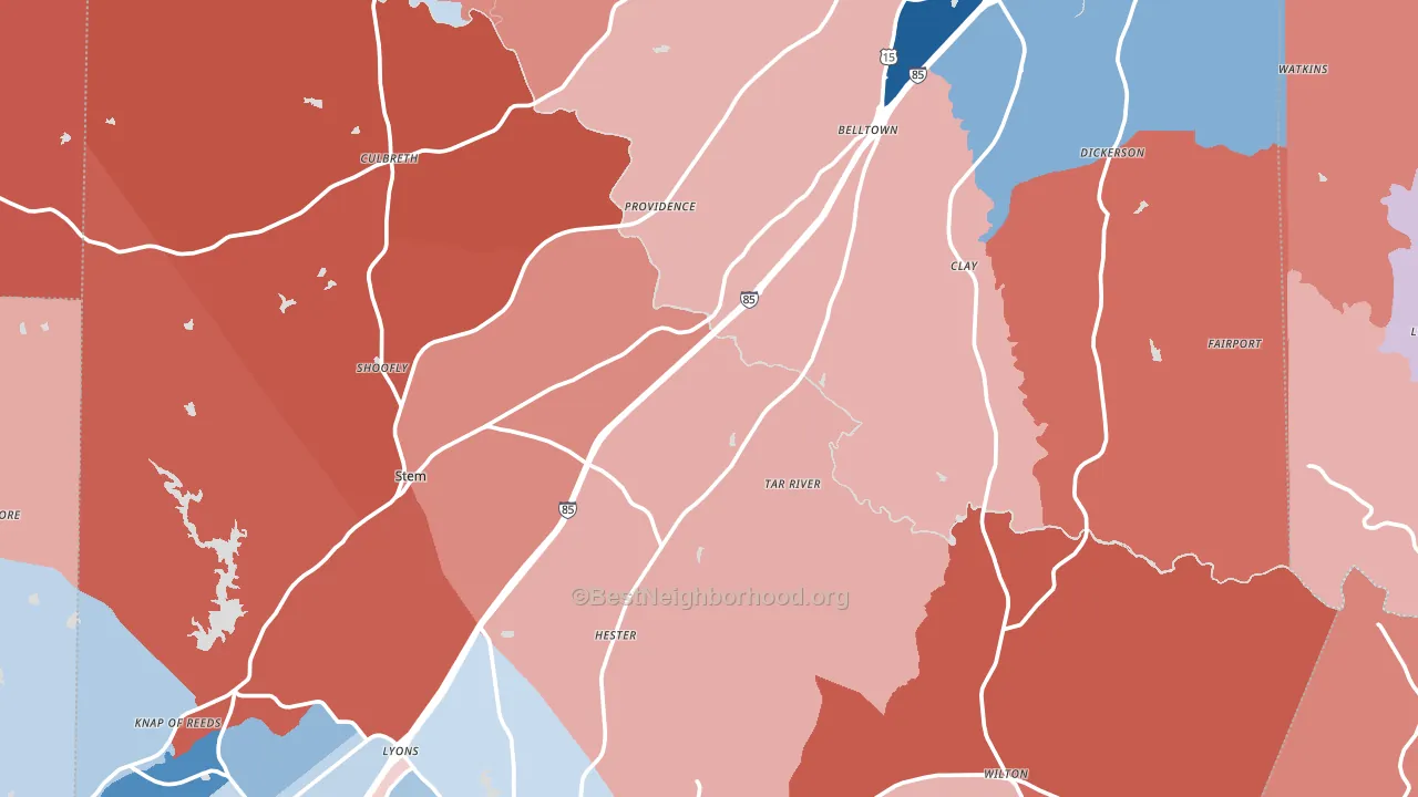 Granville County, NC block-group political-lean map