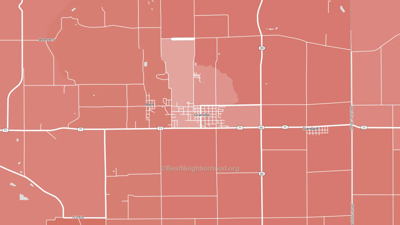 Granville, IL block-group political-lean map