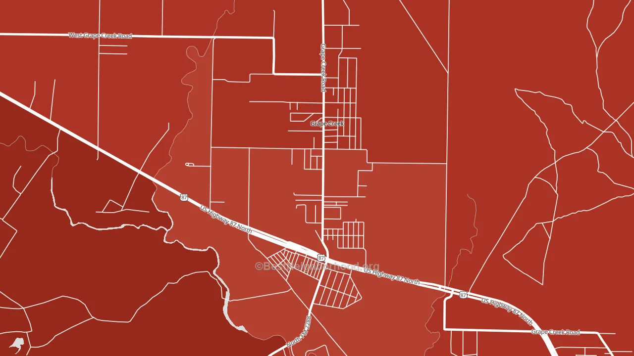 Grape Creek, TX block-group political-lean map
