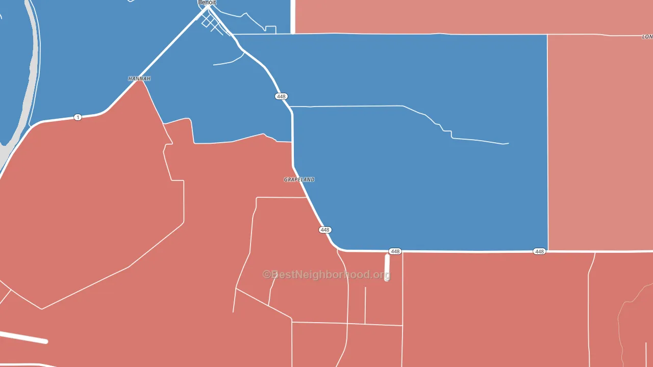 Grapeland, MS block-group political-lean map