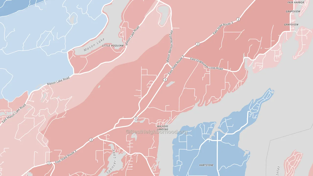 Grapeview, WA block-group political-lean map