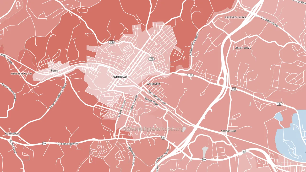 Grapeville, PA block-group political-lean map