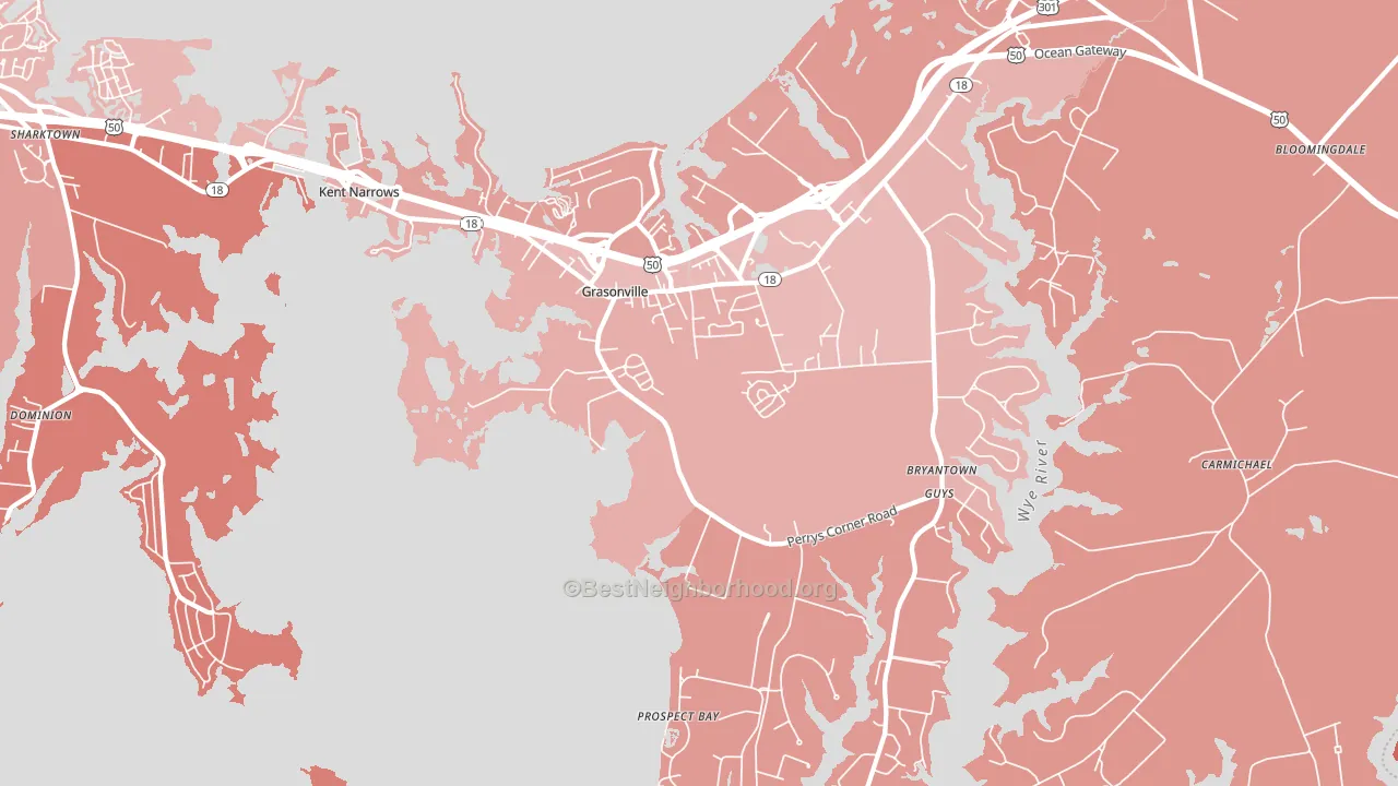 Grasonville, MD block-group political-lean map