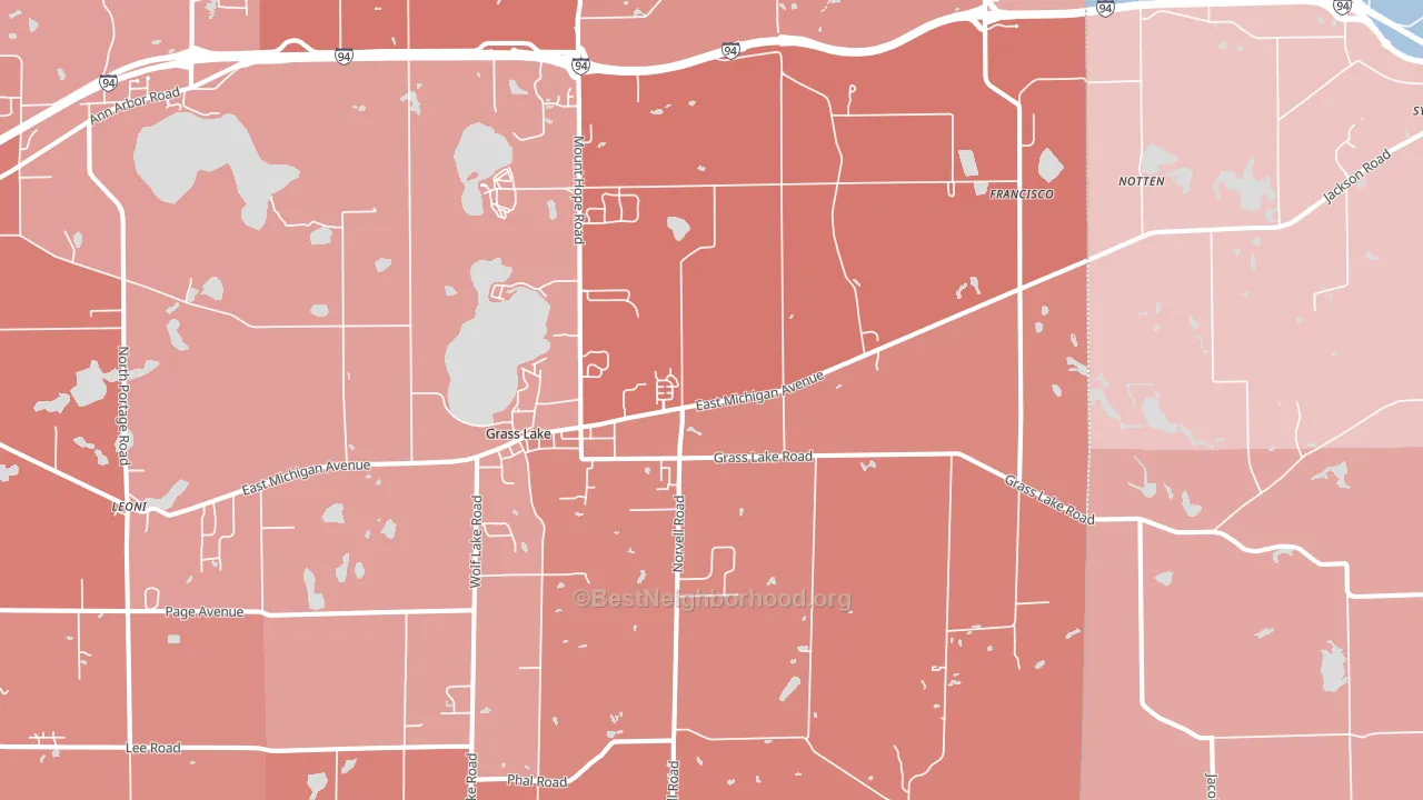 Grass Lake, MI block-group political-lean map