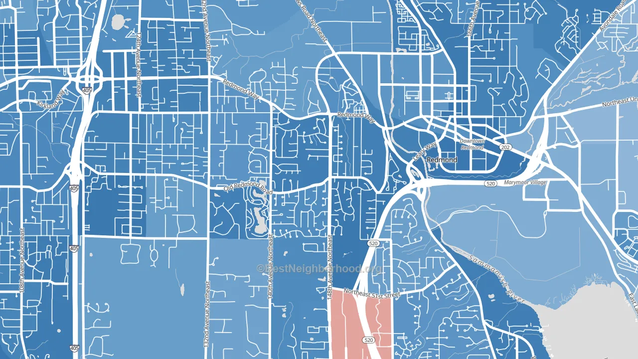 Grass Lawn, Redmond, WA block-group political-lean map