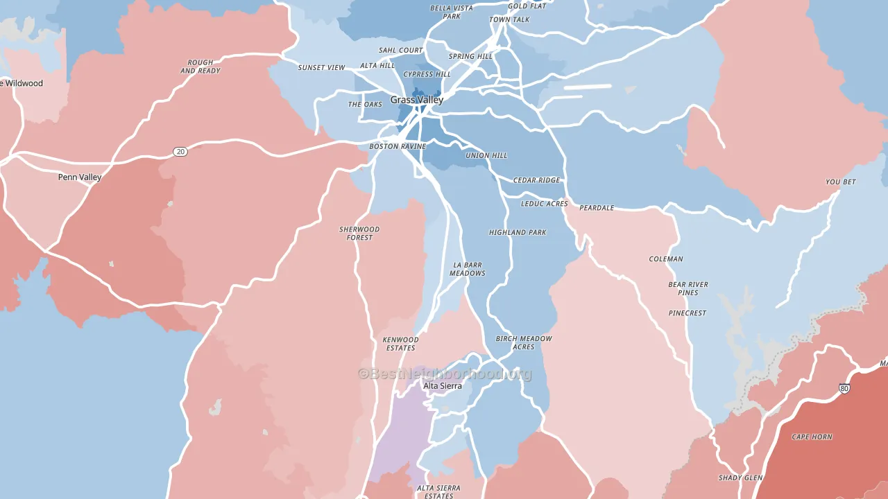 Grass Valley, CA block-group political-lean map