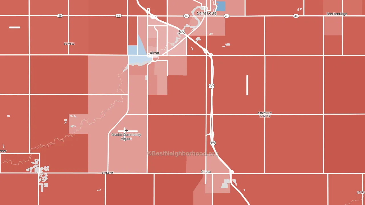 Gratiot County, MI block-group political-lean map