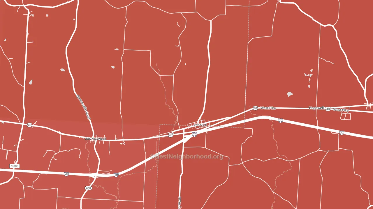 Gratiot, OH block-group political-lean map