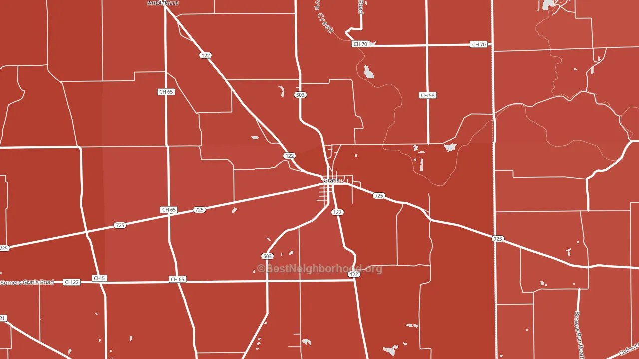 Gratis, OH block-group political-lean map
