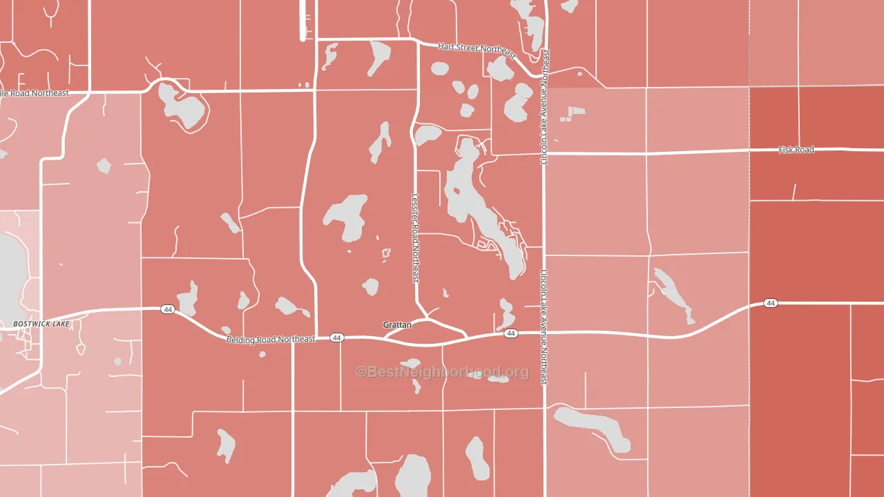 Grattan, MI block-group political-lean map