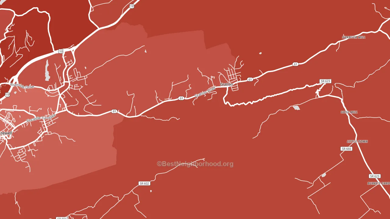 Gratton, VA block-group political-lean map