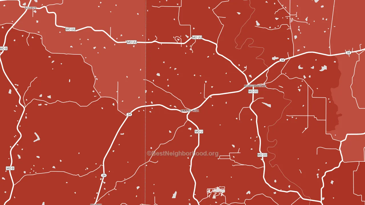 Gravel Hill, MO block-group political-lean map