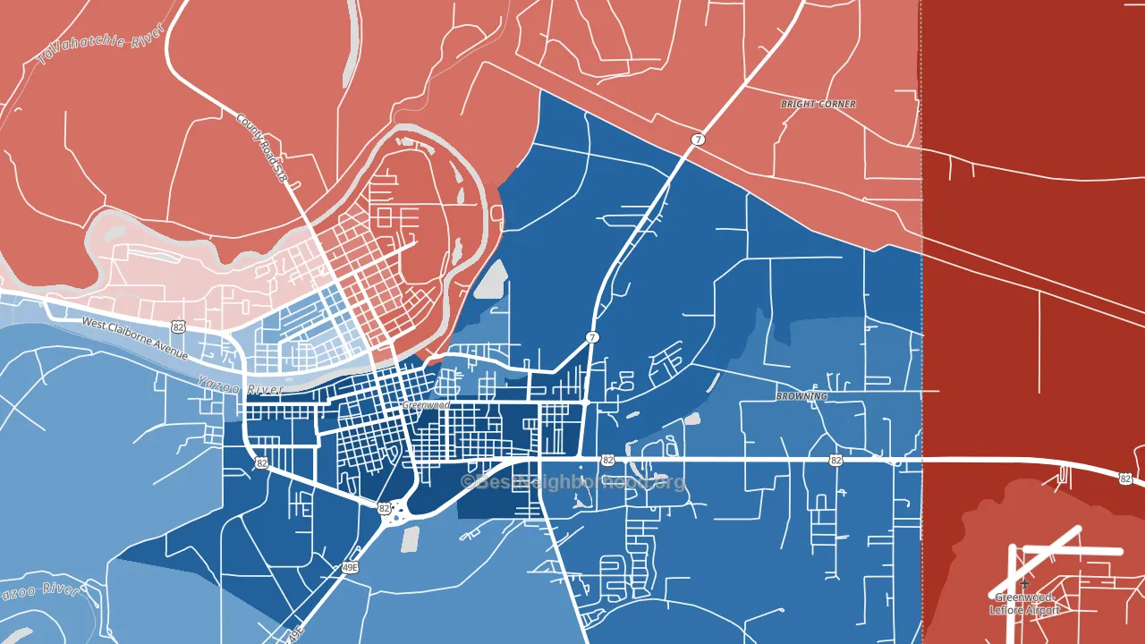 Gravel Hill, MS block-group political-lean map