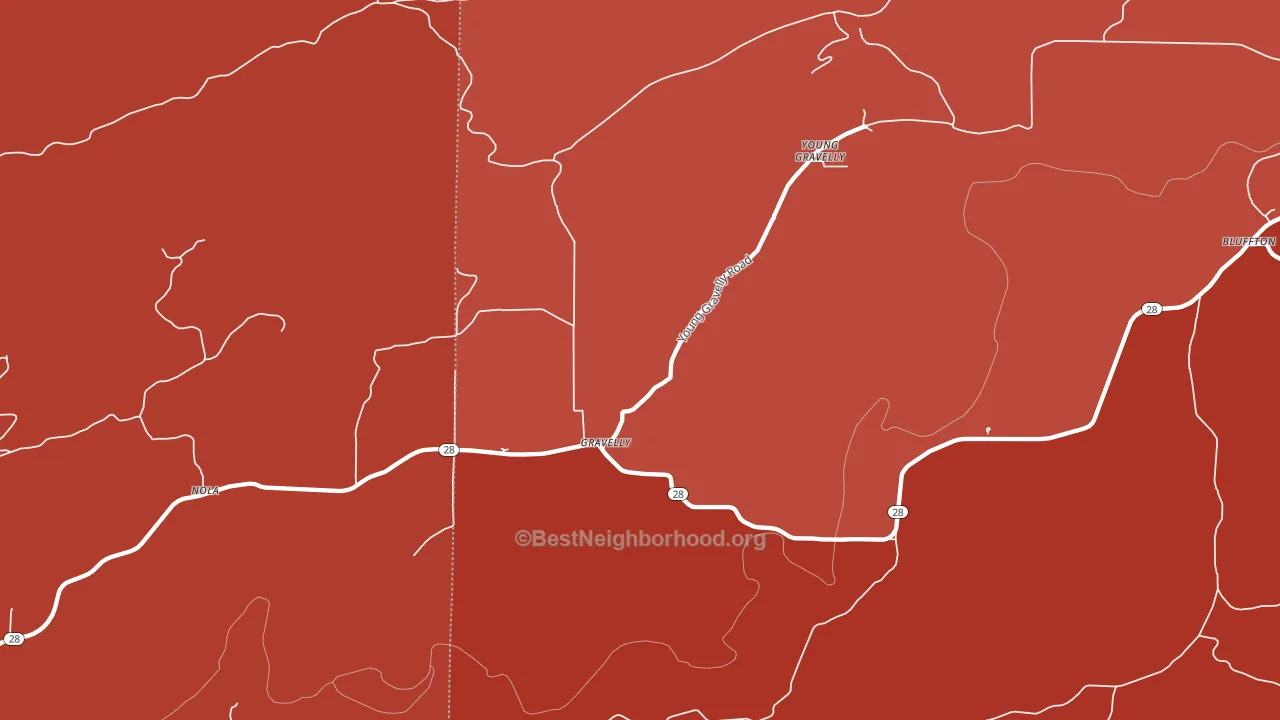 Gravelly, AR block-group political-lean map