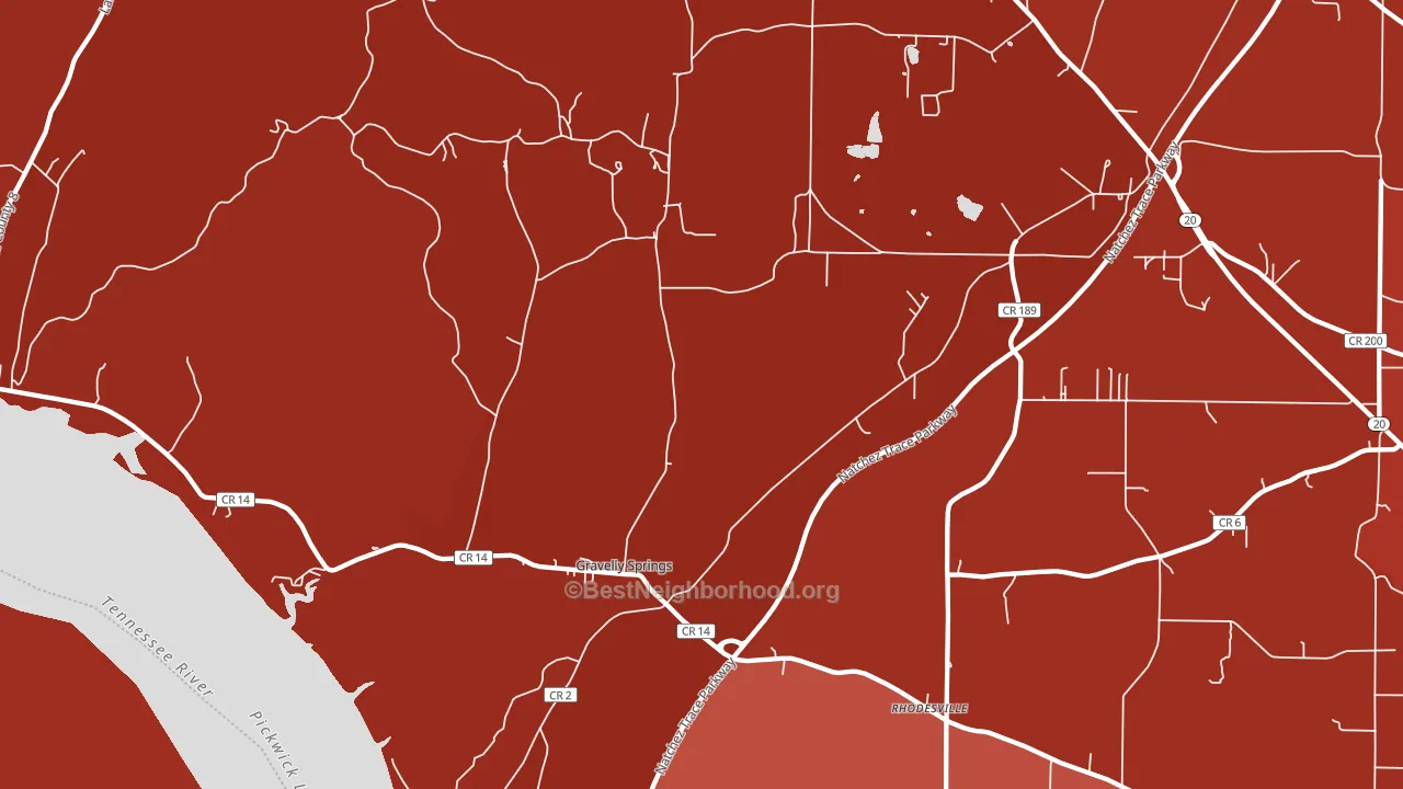 Gravelly Springs, AL block-group political-lean map