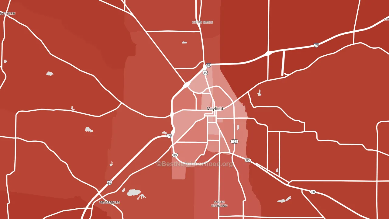 Graves County, KY block-group political-lean map