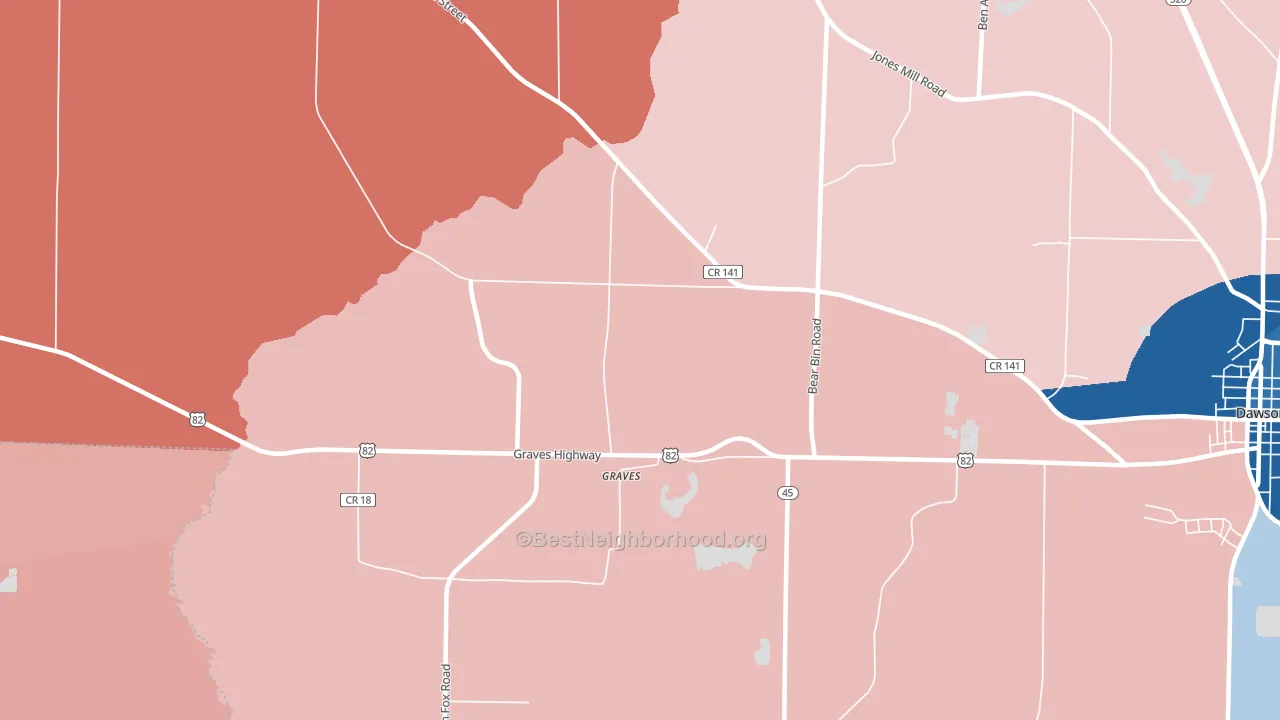 Graves, GA block-group political-lean map