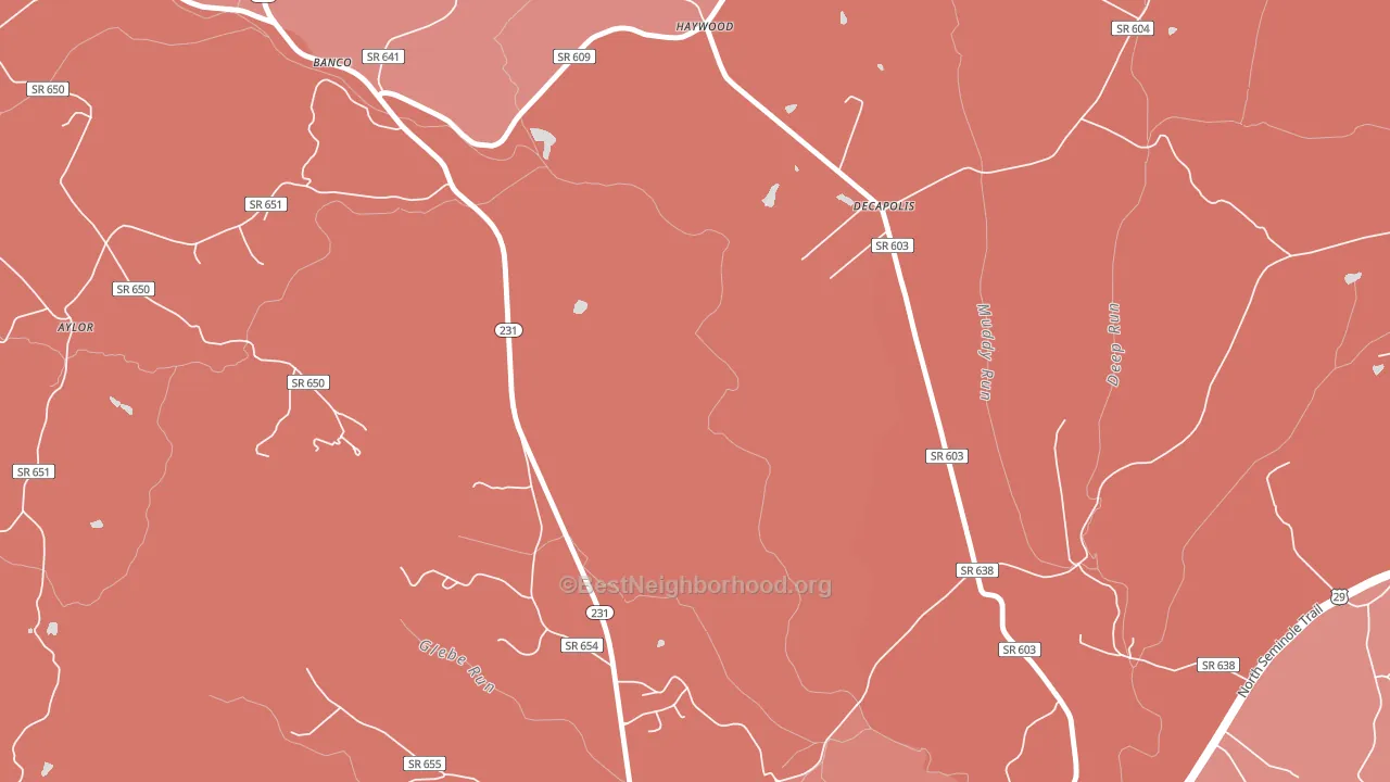 Graves Mill, VA block-group political-lean map
