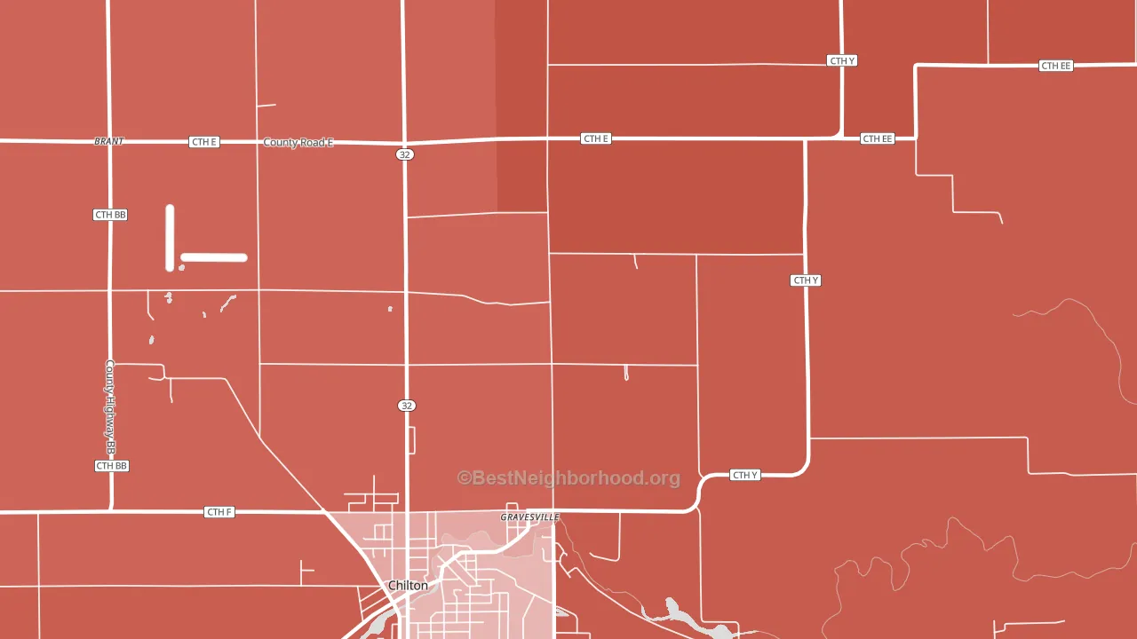 Gravesville, WI block-group political-lean map