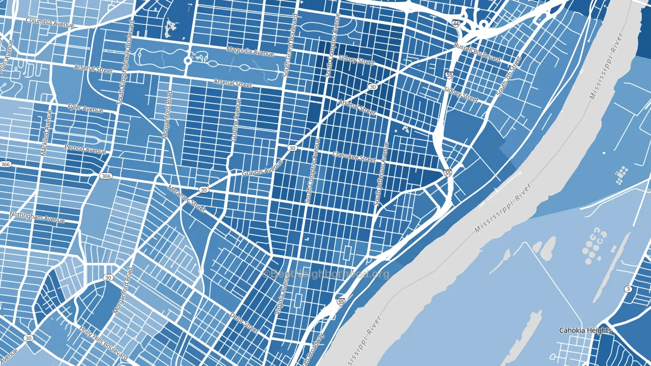 Gravois Park, St. Louis, MO block-group political-lean map