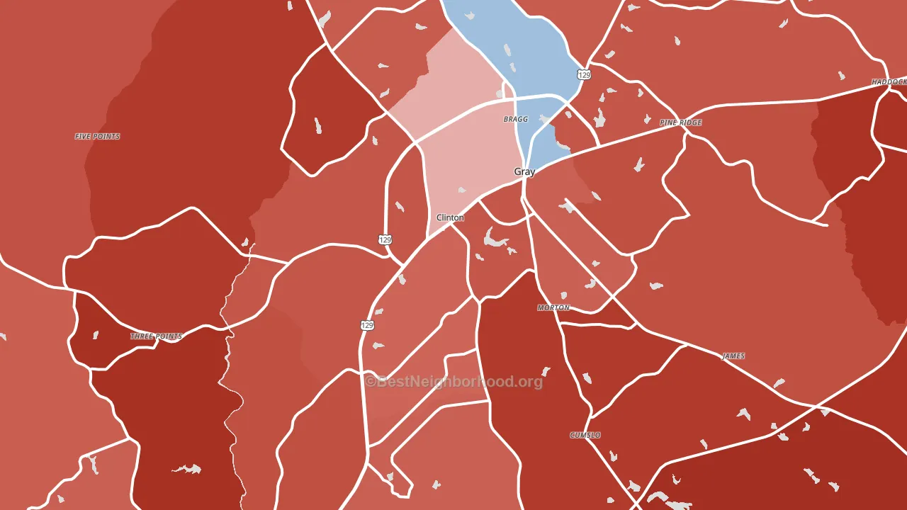 Gray, GA block-group political-lean map