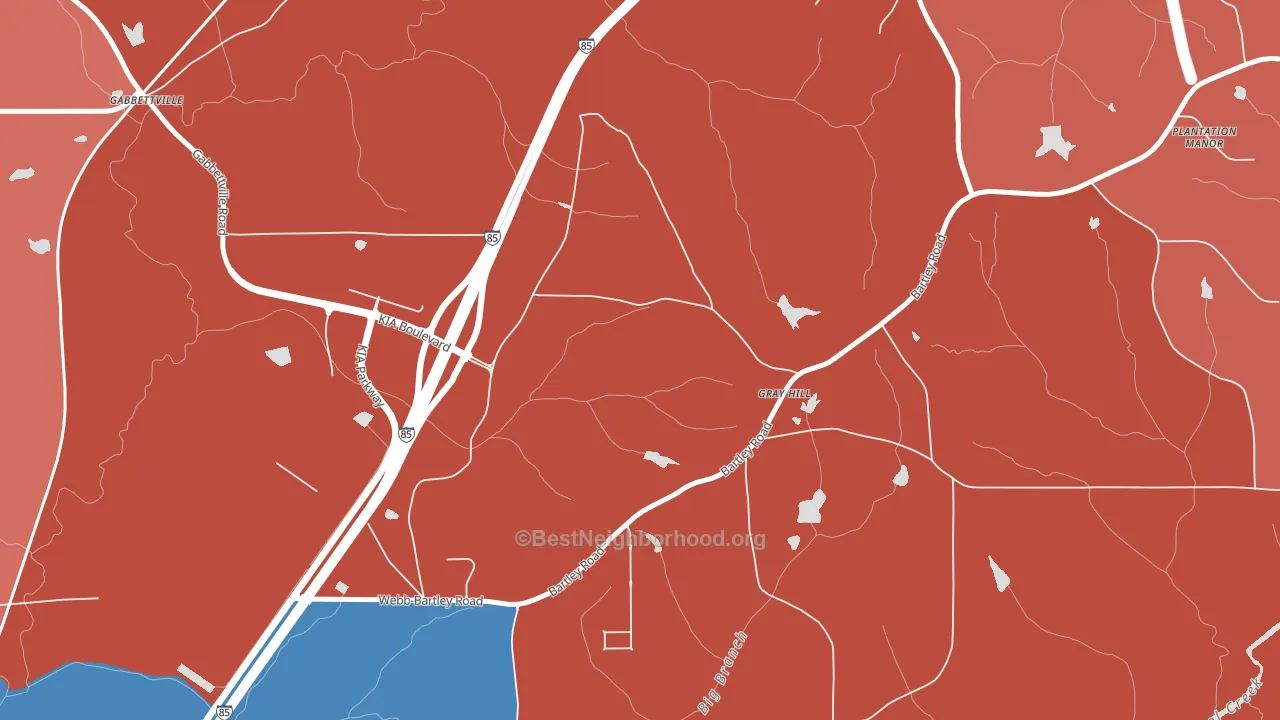 Gray Hill, GA block-group political-lean map