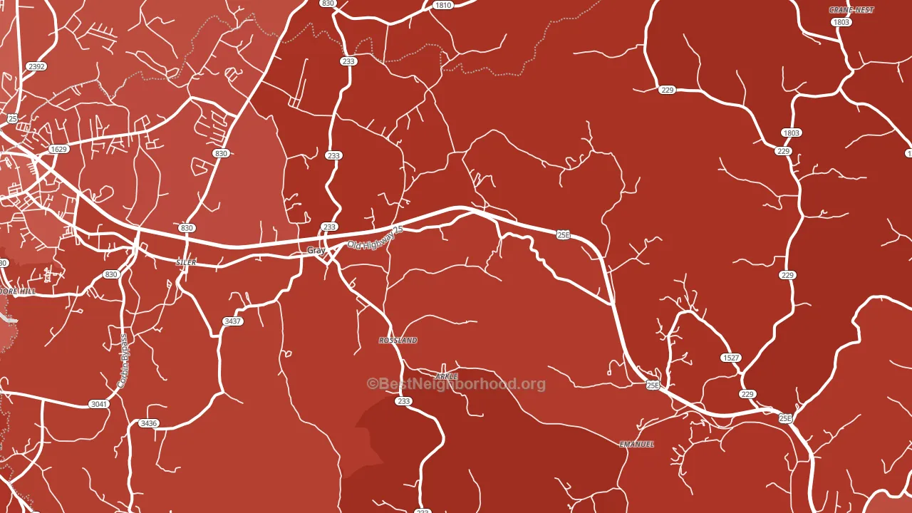 Gray, KY block-group political-lean map