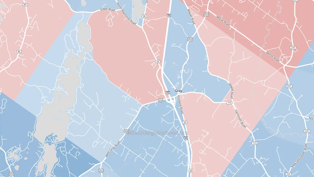 Gray, ME block-group political-lean map