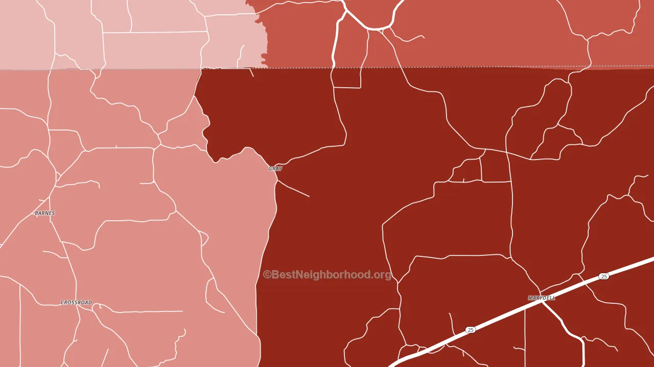 Gray, MS block-group political-lean map