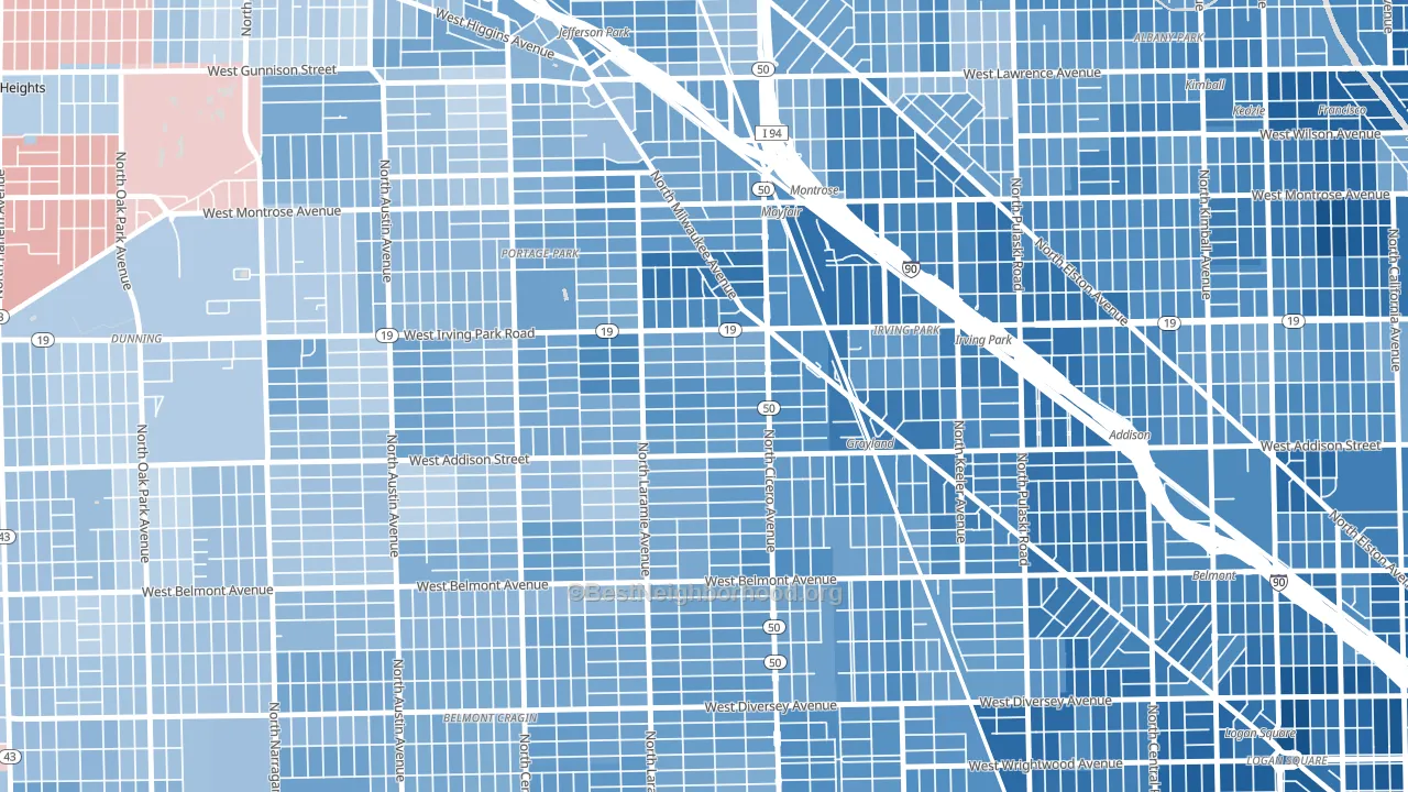 Grayland, Chicago, IL block-group political-lean map
