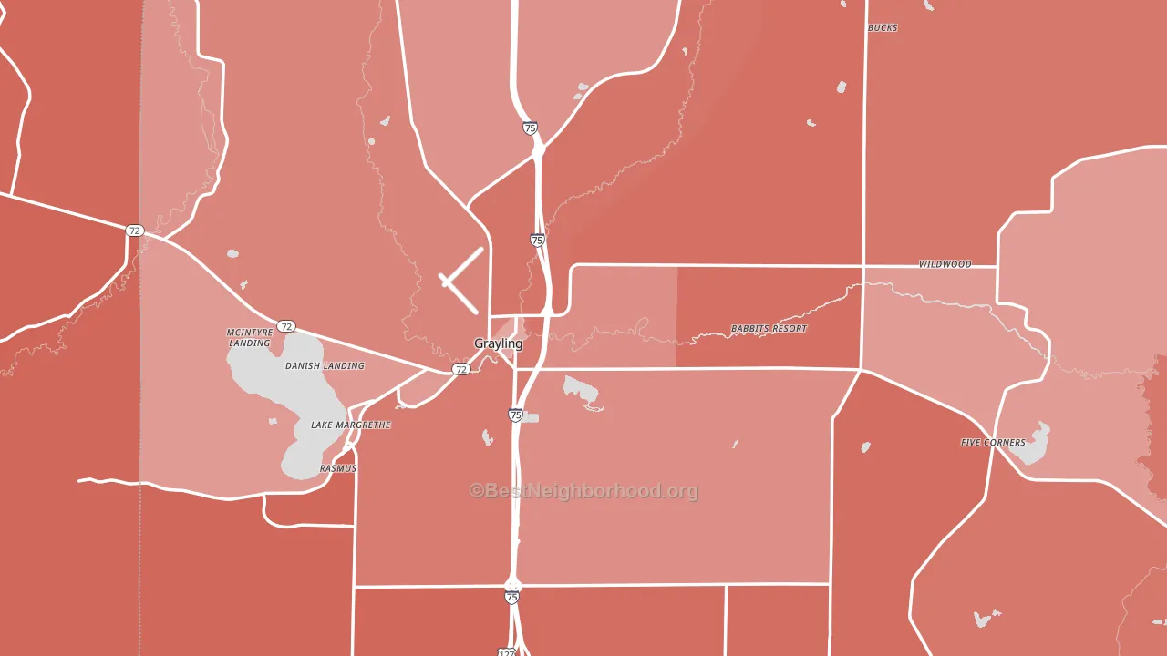 Grayling, MI block-group political-lean map