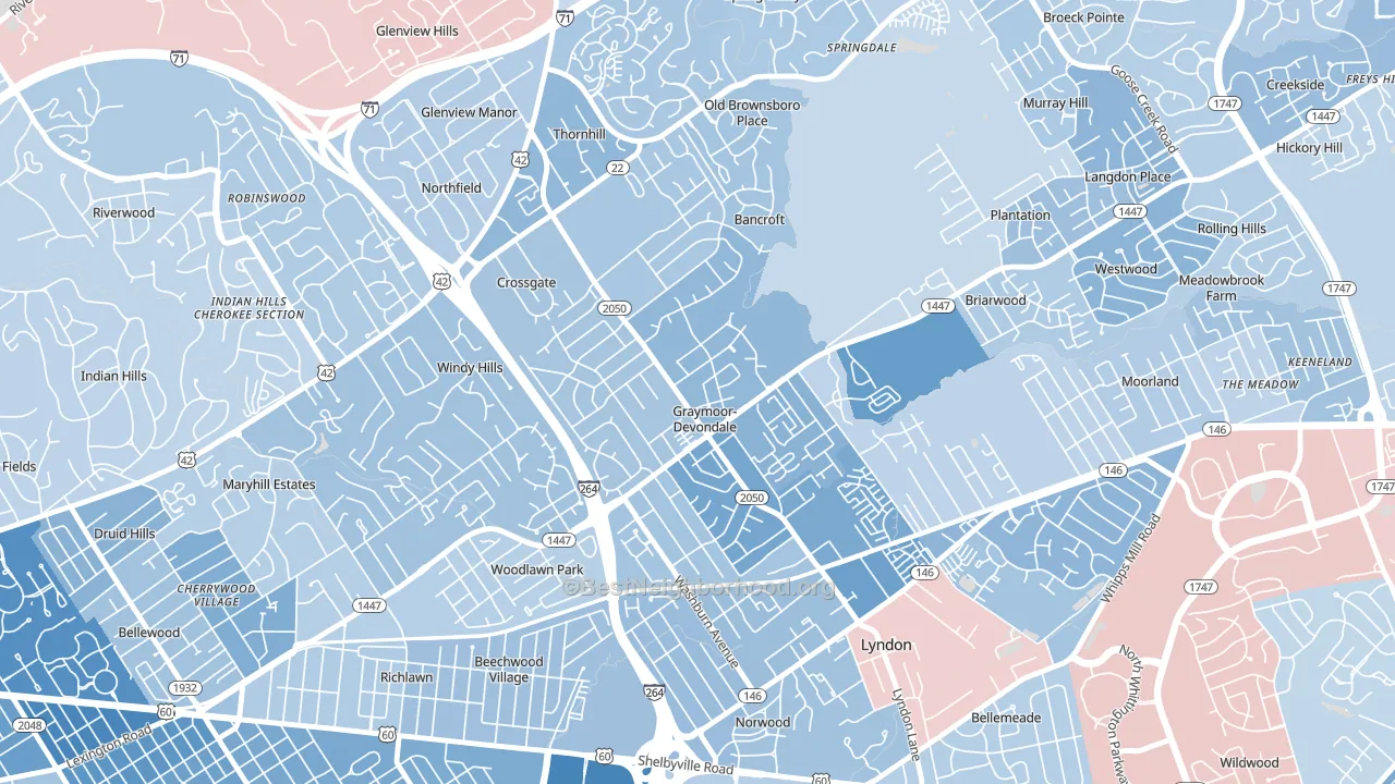 Graymoor-Devondale, KY block-group political-lean map