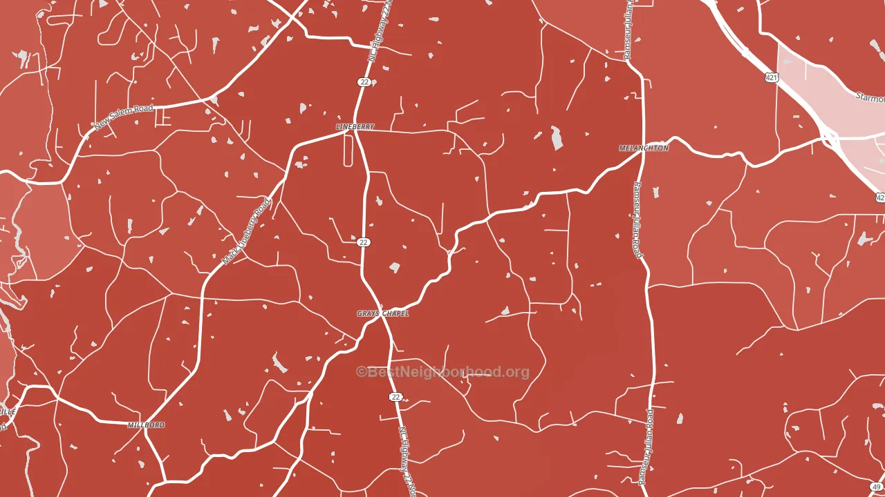 Grays Chapel, NC block-group political-lean map