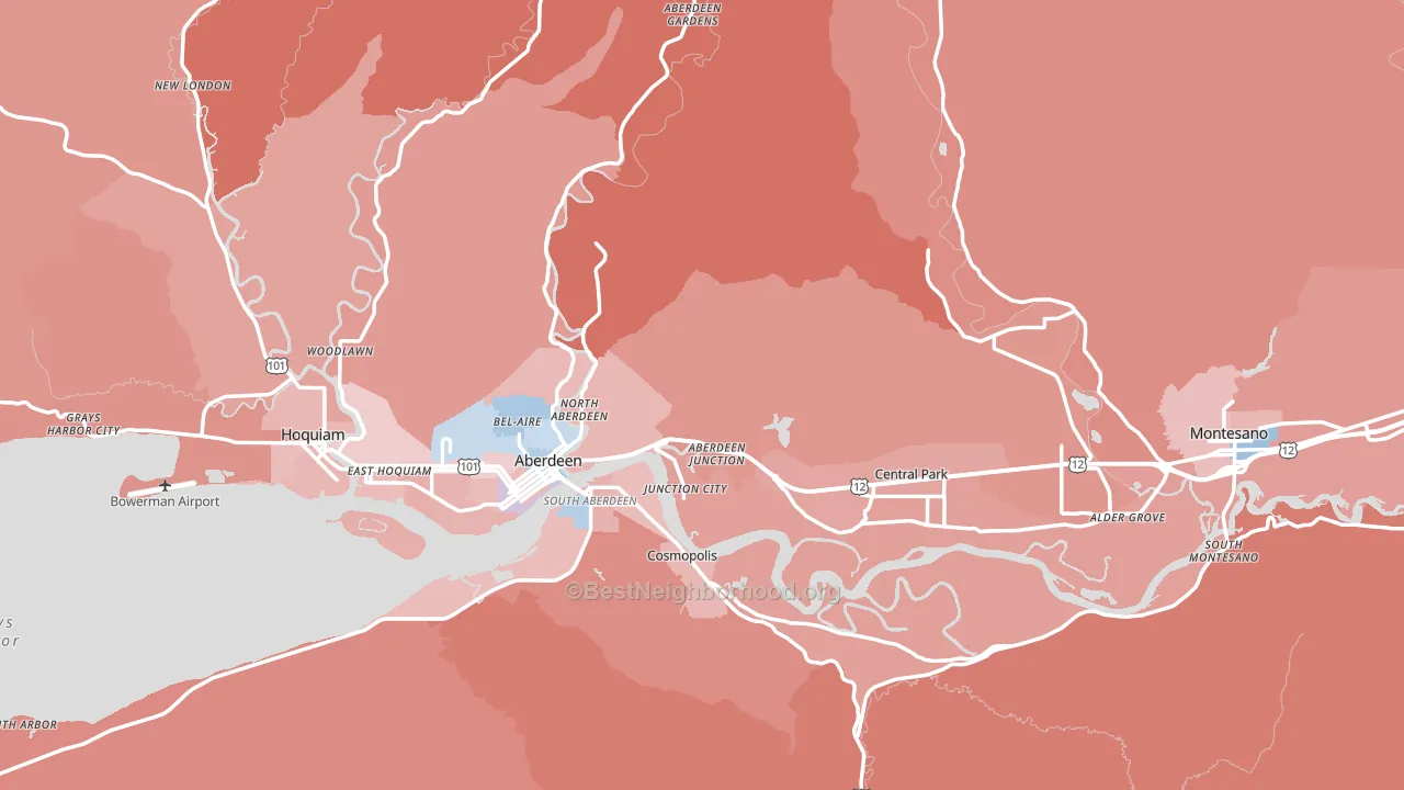 Grays Harbor County, WA block-group political-lean map