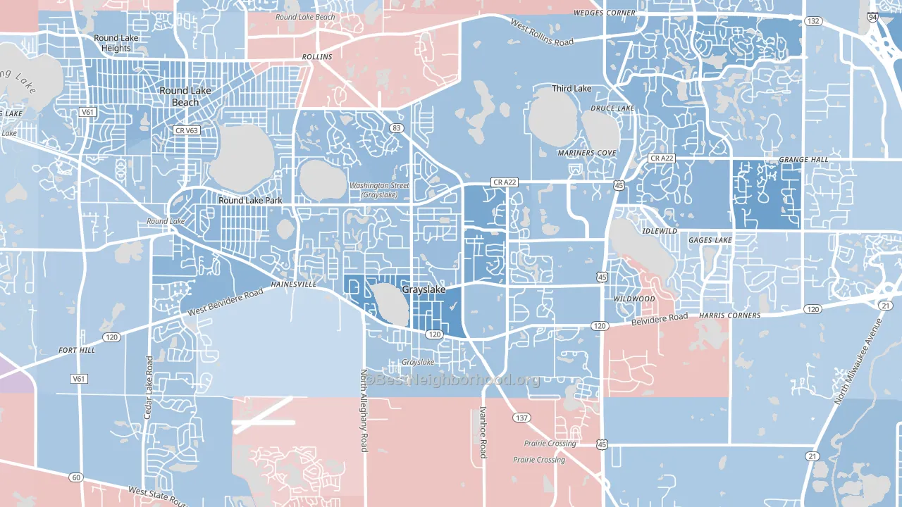 Grayslake, IL block-group political-lean map