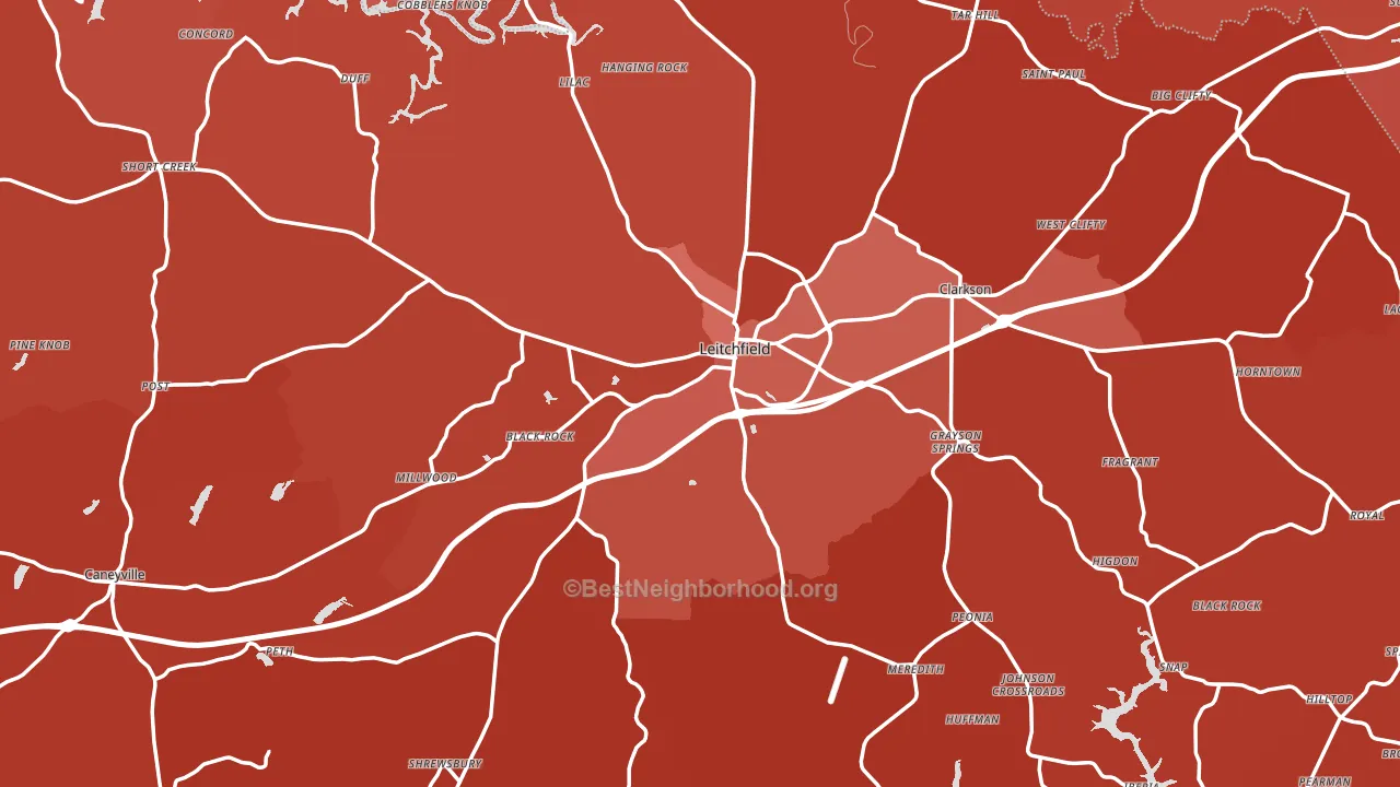 Grayson County, KY block-group political-lean map