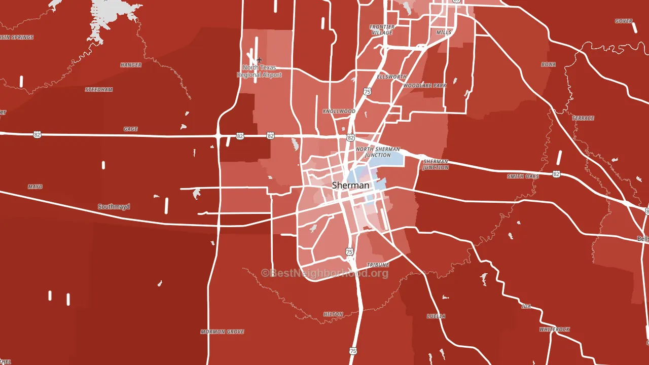 Grayson County, TX block-group political-lean map