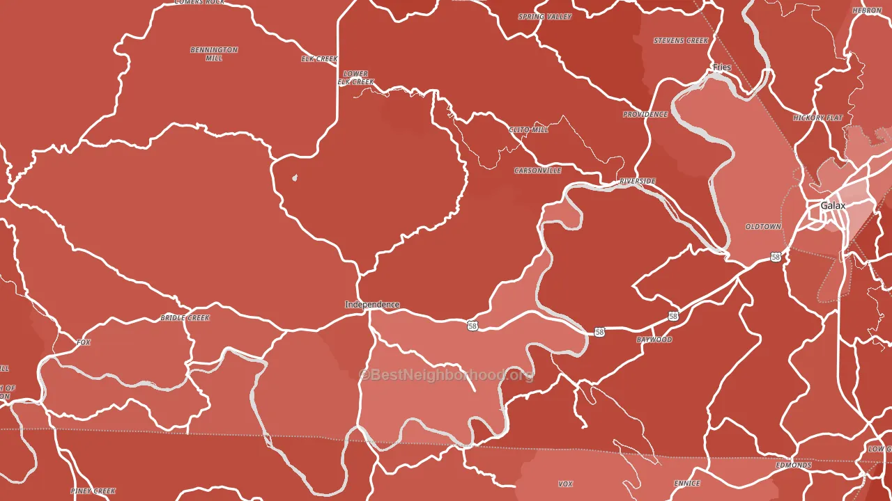 Grayson County, VA block-group political-lean map