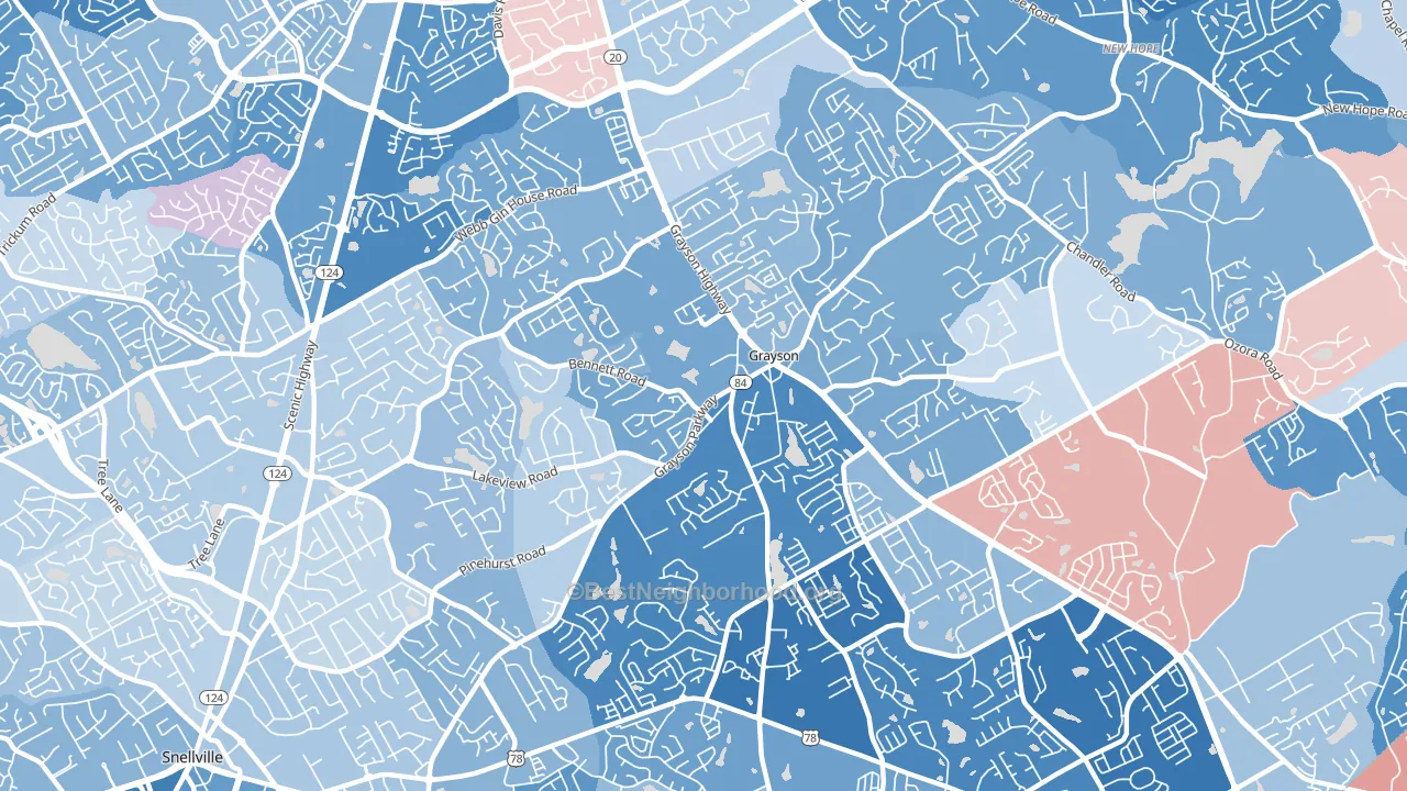 Grayson, GA block-group political-lean map