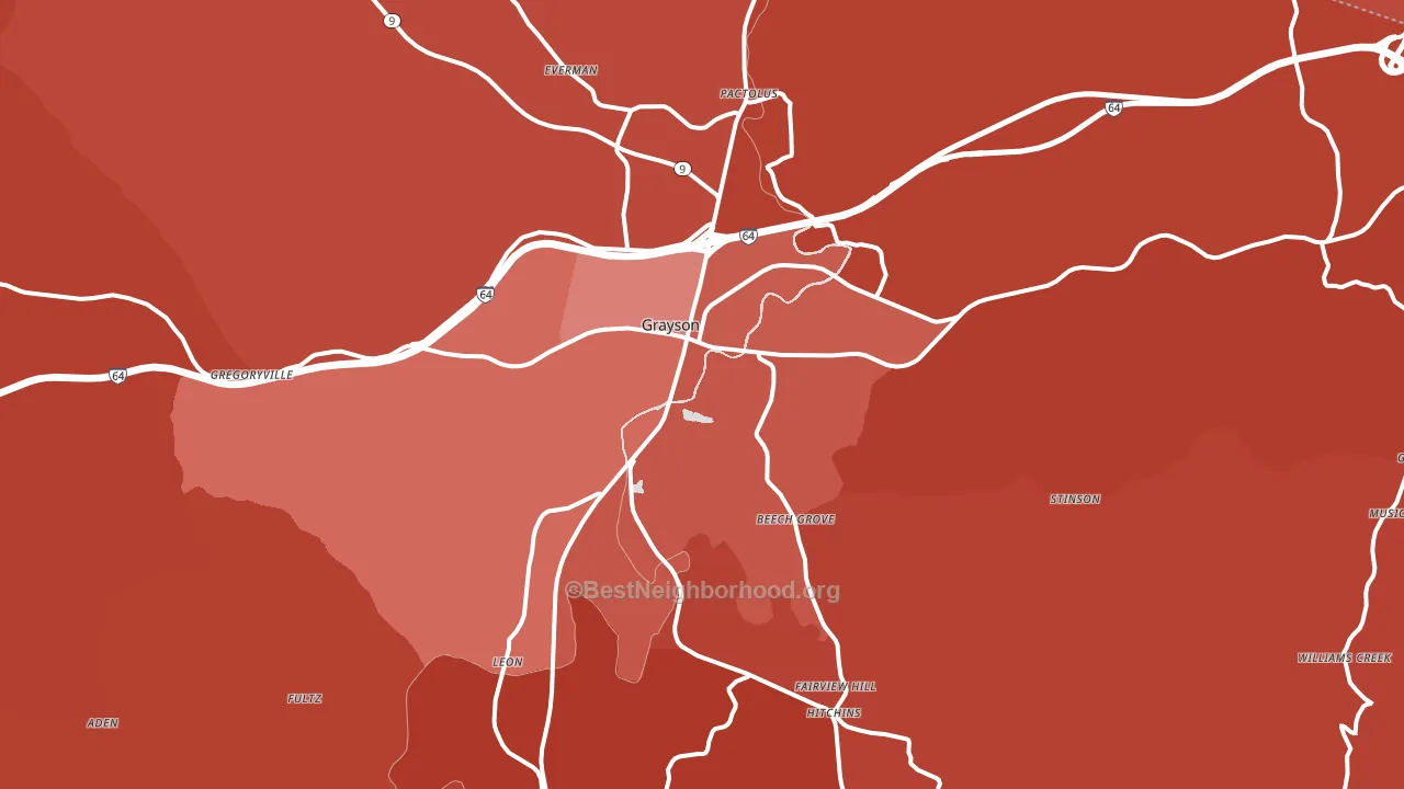 Grayson, KY block-group political-lean map