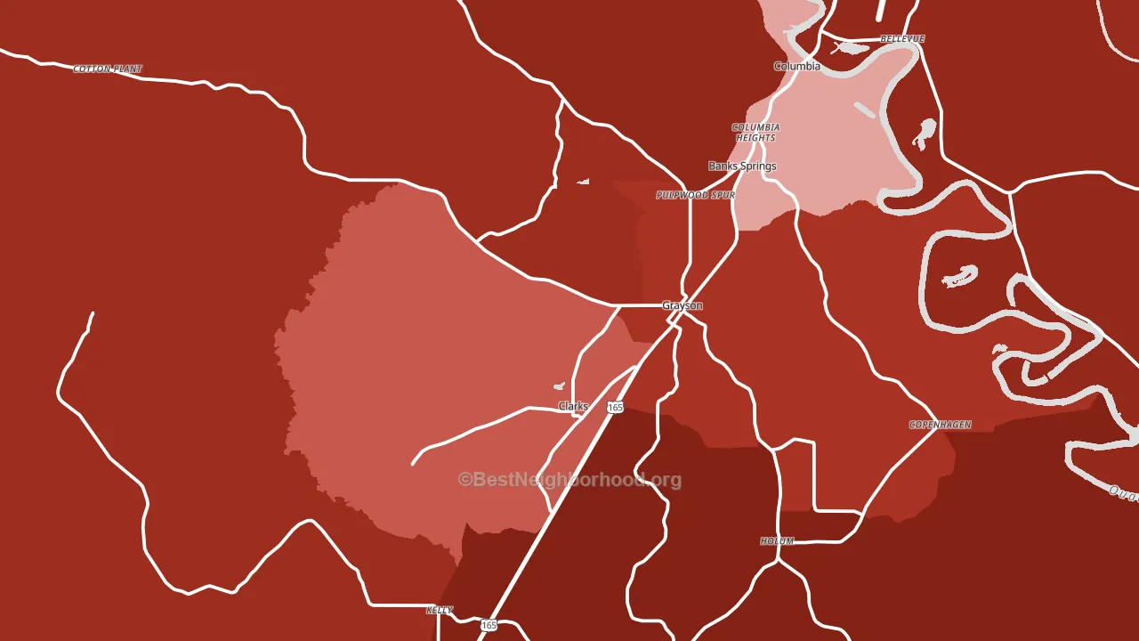 Grayson, LA block-group political-lean map