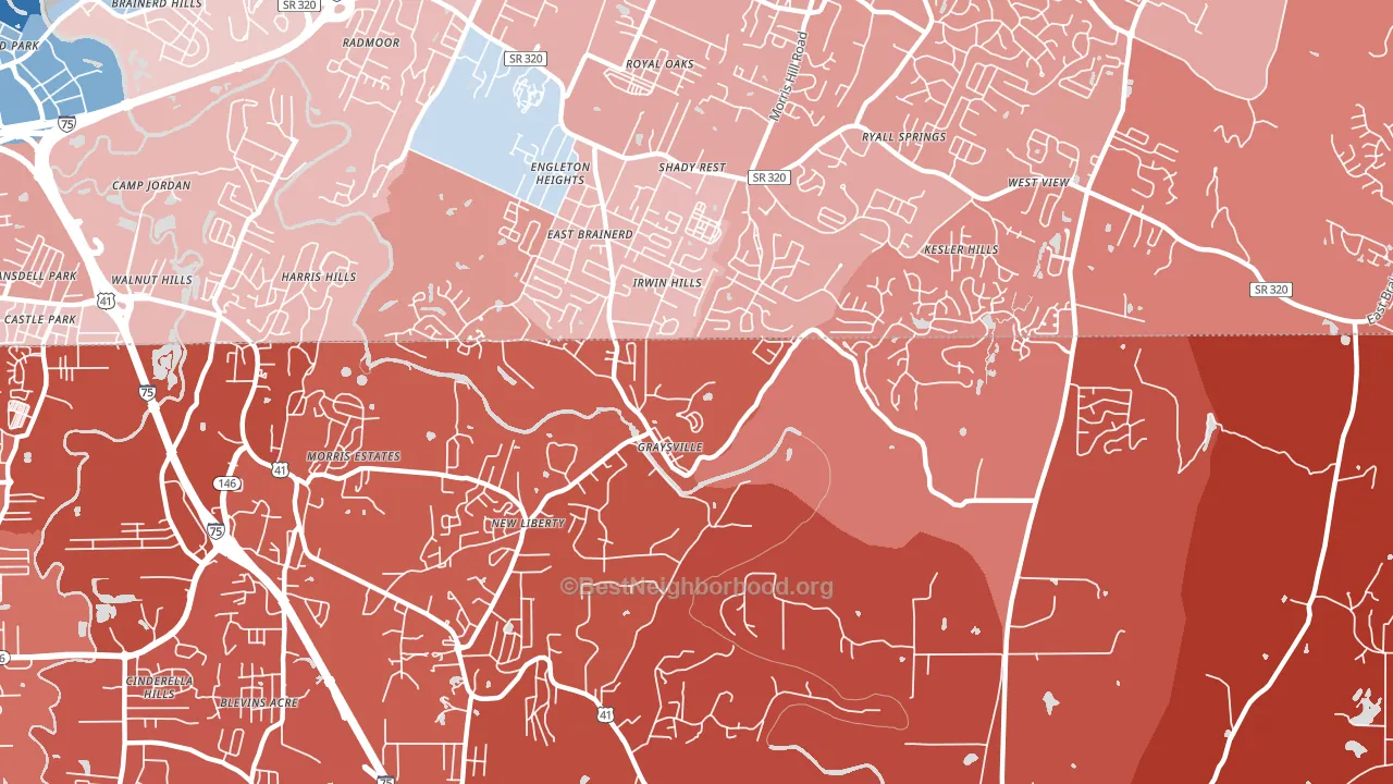 Graysville, GA block-group political-lean map