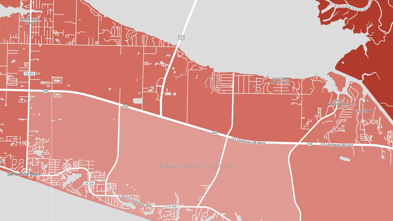 Grayton Beach, FL block-group political-lean map