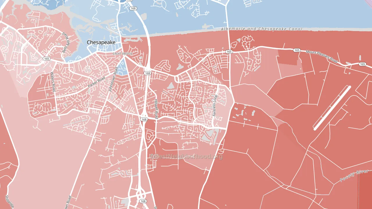 Great Bridge East, Chesapeake, VA block-group political-lean map