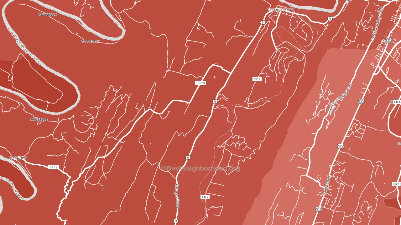 Great Cacapon, WV block-group political-lean map