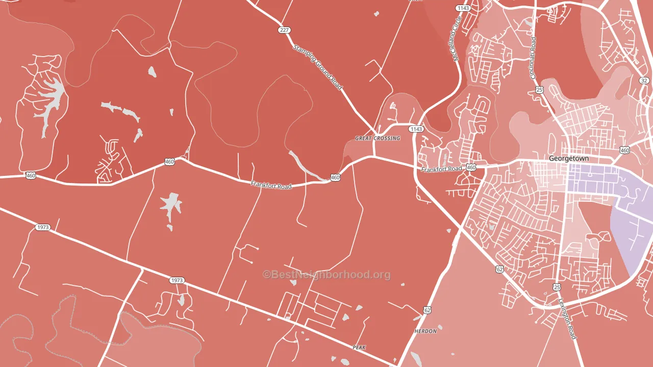Great Crossing, KY block-group political-lean map